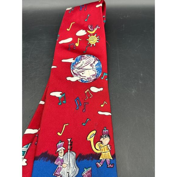 Vintage Save the Children Tie Troy Universal Music 100% Silk - Picture 3 of 5